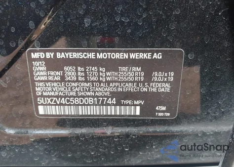 2013 BMW X5 xDrive35I/xDrive35I Premium/xDrive35I Sport Activity from USA, damaged, VIN 5UXZV4C58D0B17744